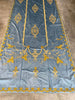 Italian Light Blue Embroidered Velvet  Elegant Ready Made Panel