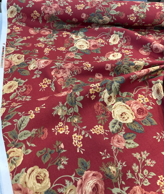 Richloom Vintage Floral Bethany Ruby Drapery Upholstery Fabric By The Yard