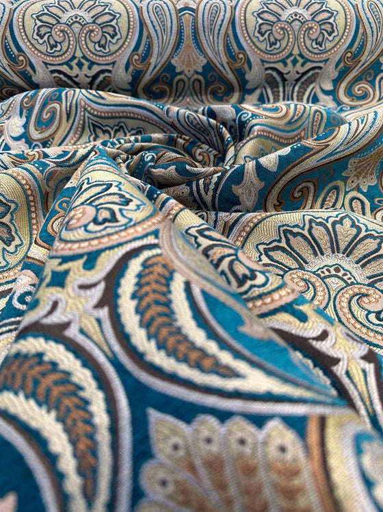 Damask Jaclyn Turquoise Chenille Upholstery Sofa fabric