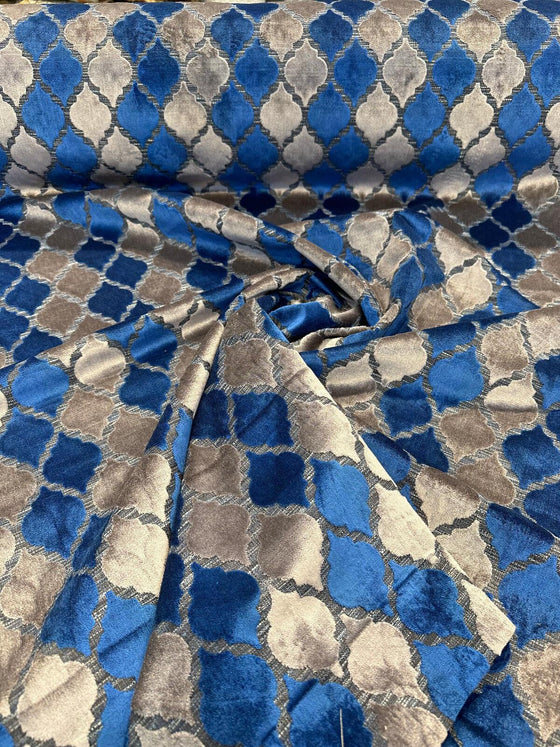 Nubia Cobalt Navy Upholstery Velvet Raised Fabric 
