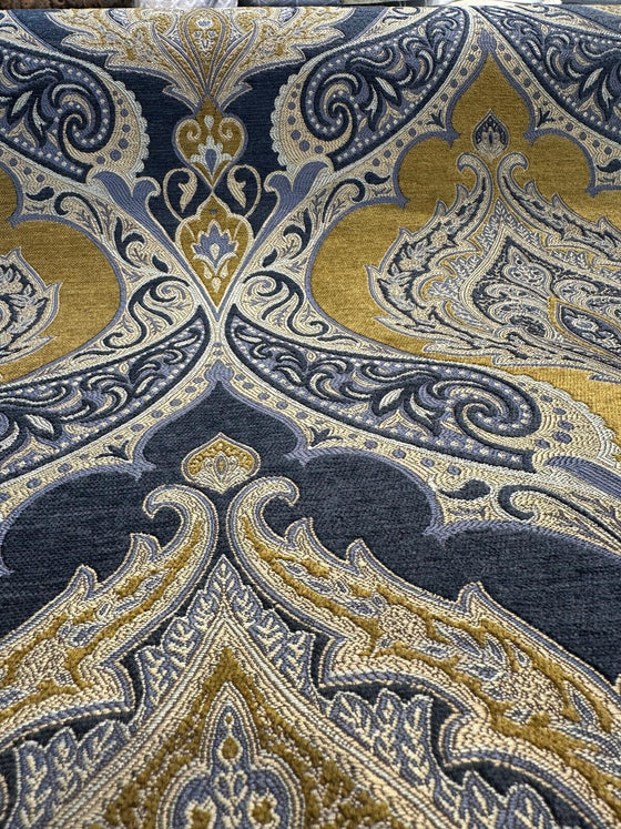 Blue Nile Damask Casablanca Chenille Upholstery Fabric