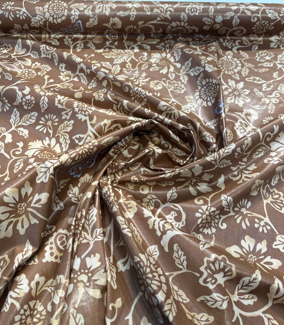 Schumacher Vintage Chintz Tsurukusa Bronze Floral Butterfly Fabric