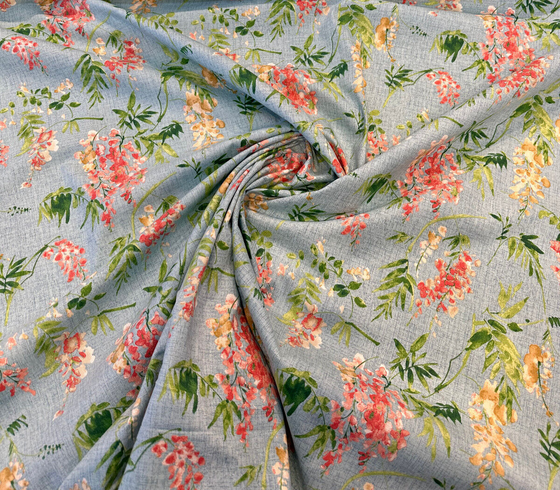 Blue Floral Solita Elegance Mill Creek Drapery Upholstery Fabric
