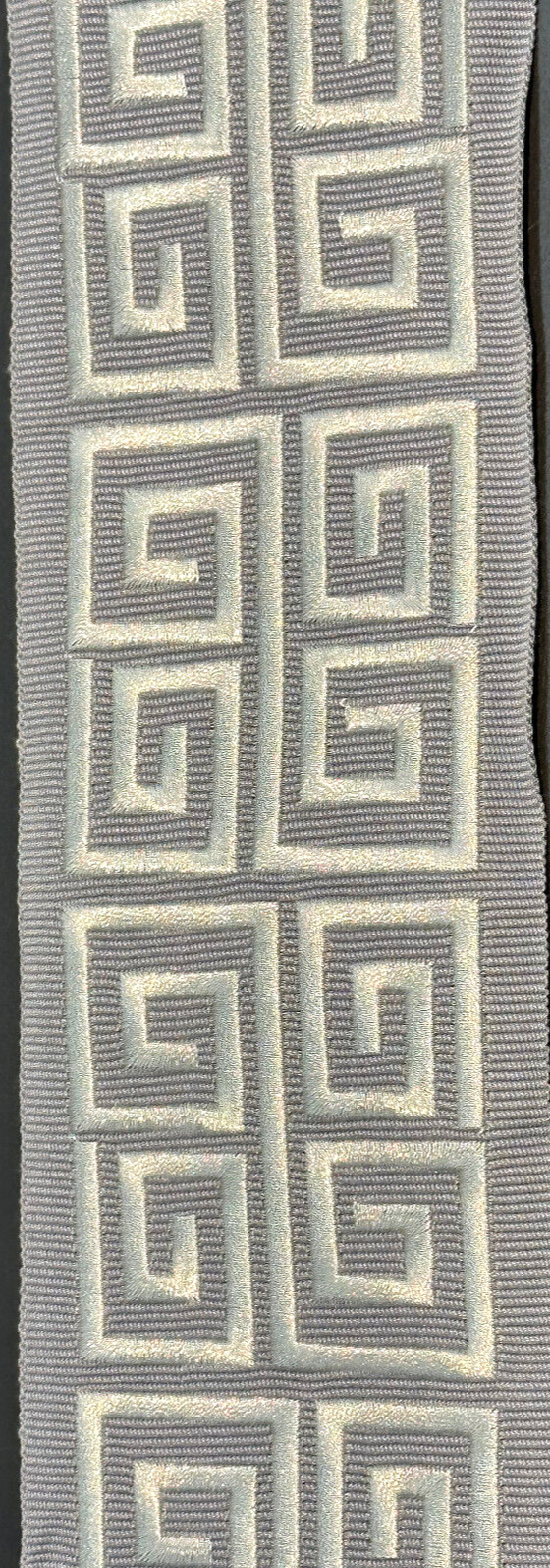 Fabricut Embroidery Silver Double Greek Key Trim Tape By The Yard