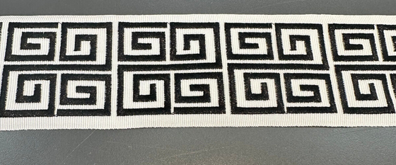 Fabricut Embroidery White Black Double Greek Key Trim Tape By The Yard