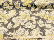  Dunmore Dragons Yellow, Beige Linen Upholstery Fabric PK  Multipurpose