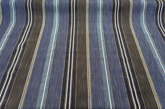Zola Earth Blue Italian Stripe Drapery Upholstery Fabric 