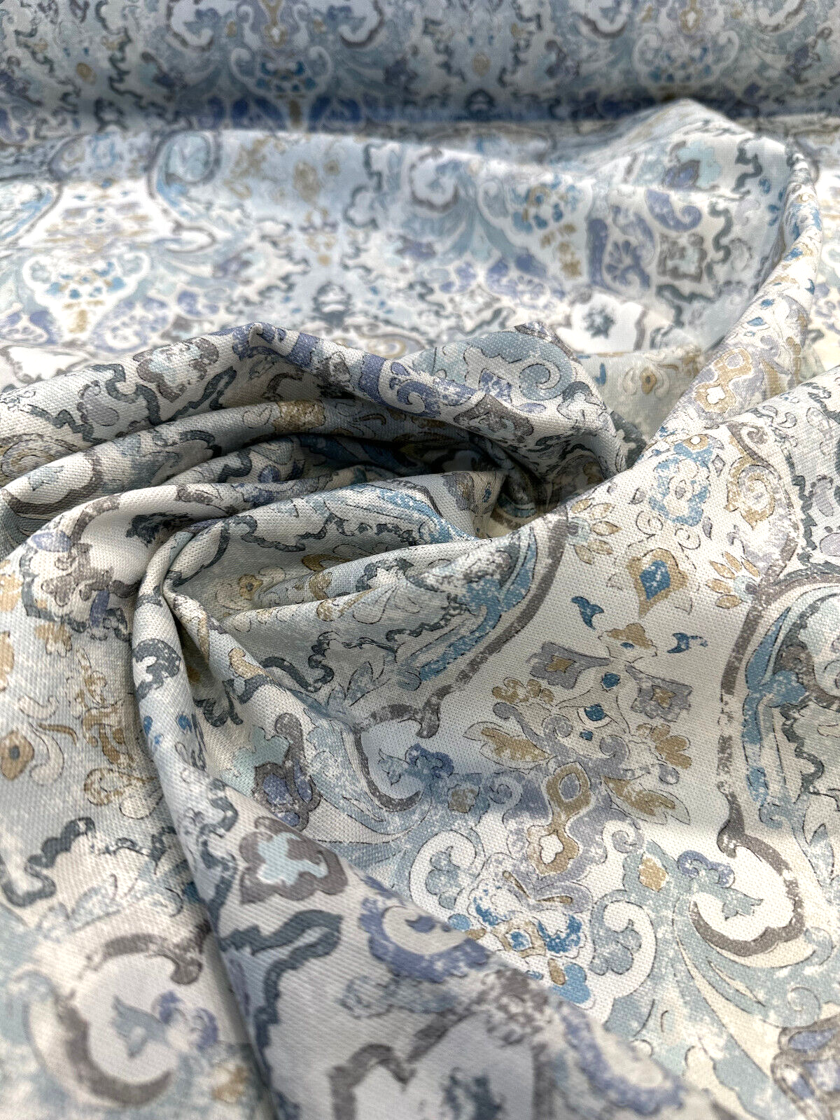 Renaissance Damask Jacquard Upholstery Fabric – Cream – 46–60" Wide – Sold By Yard