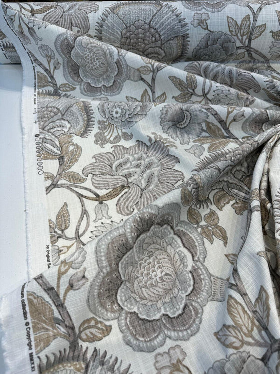 Richloom Floral Jacobean Vintage Stone Drapery Upholstery Fabric By The Yard