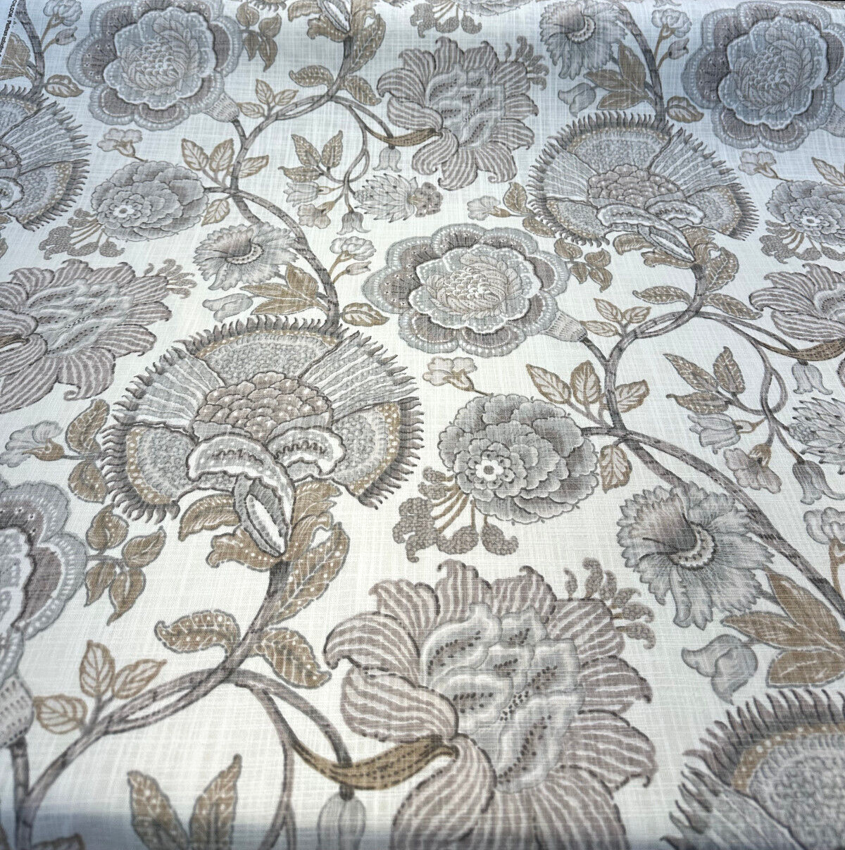 Birds of Paradise Velvet fabric for upholstery- Grey