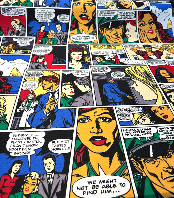 Pop Art Comic Vintage Multicolor Cotton Fabric 