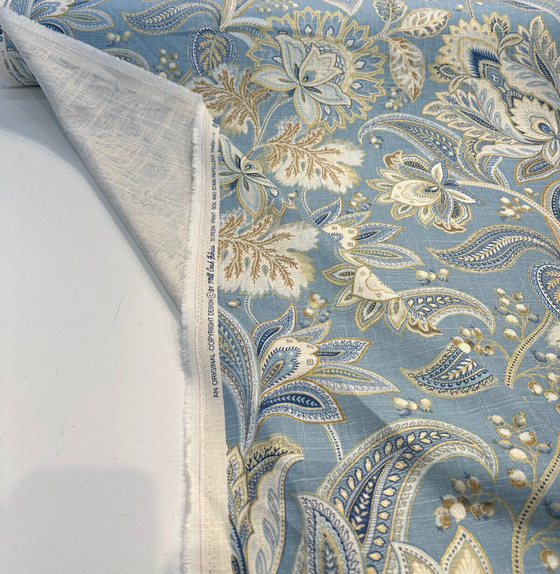 Swavelle Valdosta Blue Porcelain Linen Rayon Fabric
