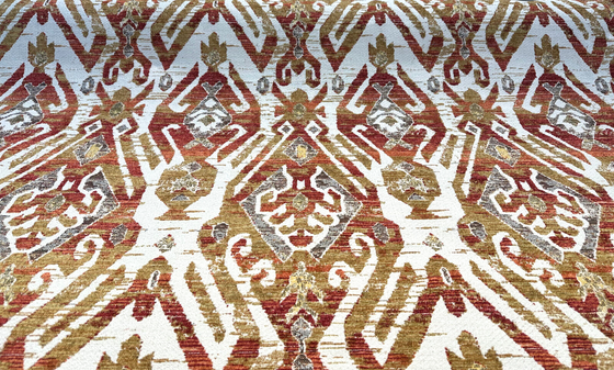 Swavelle Esperanza Persimmon Red Ikat Chenille Upholstery Fabric By The Yard