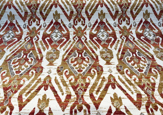 Swavelle Esperanza Persimmon Red Ikat Chenille Upholstery Fabric By The Yard