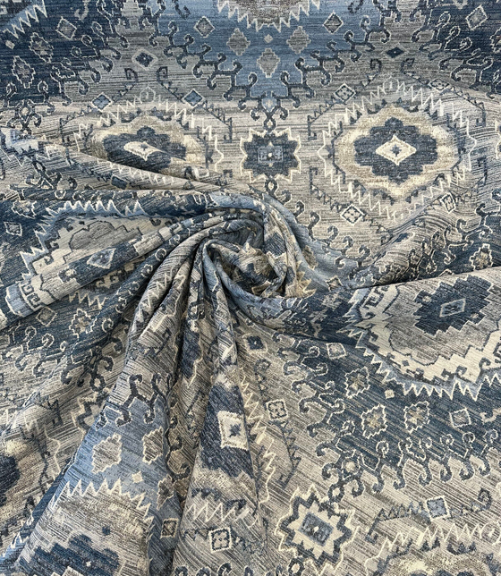 Upholstery Swavelle Simbology Denim Blue Chenille Fabric 