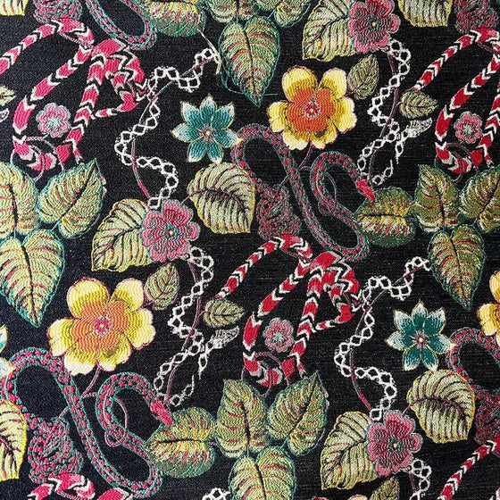 Swavelle Garden Snake Black Jewel Latex Backed Upholstery Fabric By The Yard