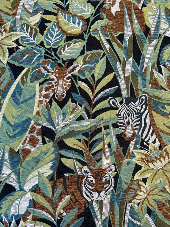 Upholstery Jungle Party Adumu Zebra Tiger Monkey Chenille Fabric 