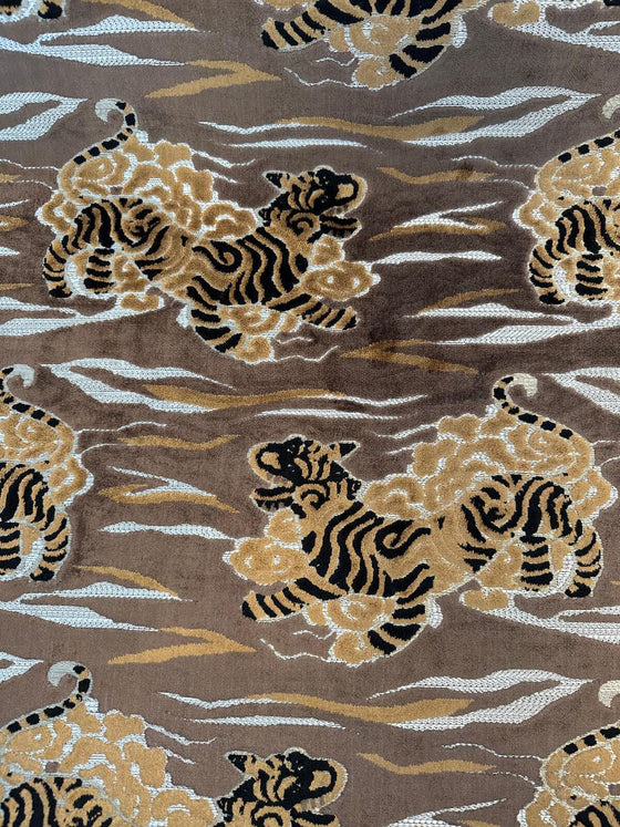 Zen Master Copper Brown Tiger Cut Velvet Upholstery Swavelle Fabric by the yard