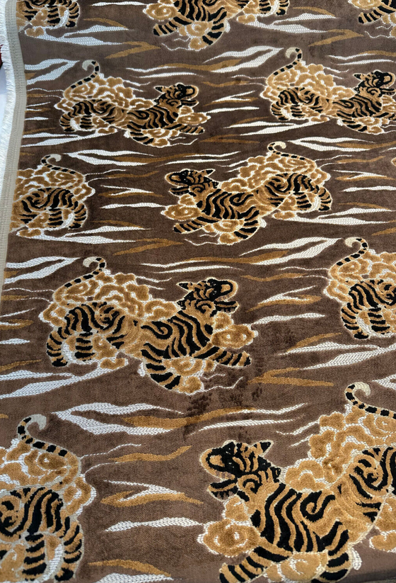Zen Master Copper Brown Tiger Cut Velvet Upholstery Swavelle Fabric by the yard