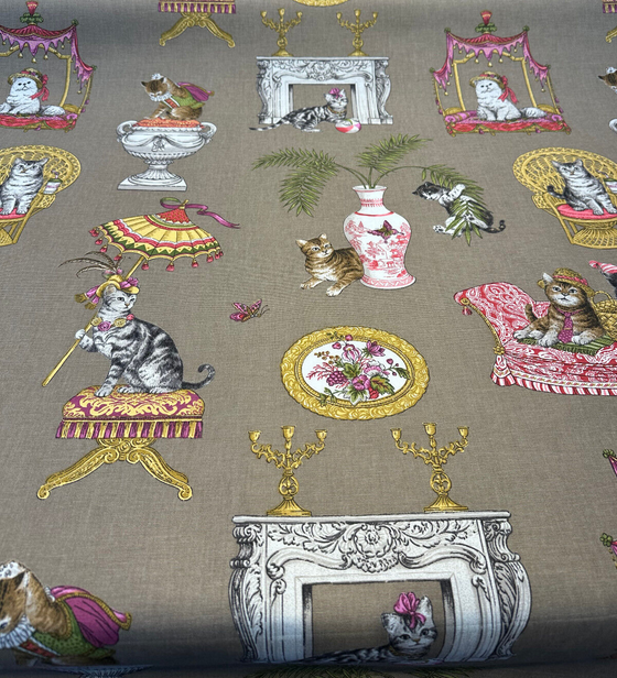 Fabulous Felines Cats with Hats Drapery Upholstery P Kaufmann Fabric