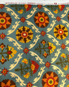 Waverly Mayan Medallion Adobe Blue Flower Fabric 