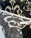 Fabricut Magnificat Ikat Black Linen Drapery Upholstery Fabric 