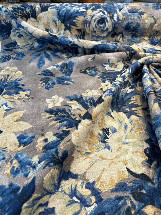 Waverly Cast A Spell Indigo Blue Floral Drapery Upholstery Fabric