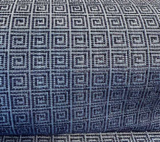 Blue Midnight Greek Key Alexis Brocade Jacquard Fabric 