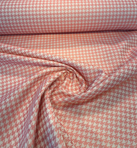 Regal Pink Houndstooth Chelsea Coral Jacquard Fabric