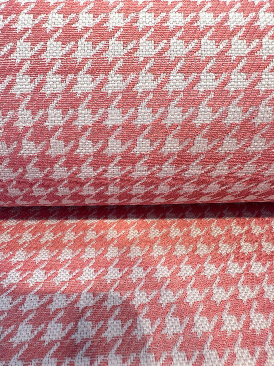 Regal Pink Houndstooth Chelsea Coral Jacquard Fabric