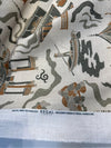 Kumano Toile Topaz Tan Asian Pagoda Print Fabric