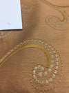 Copper Stiletto Scroll Modern embroidered scroll slub taffeta by the yard