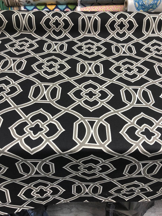 Richloom Malibar Black Silver Ebony Cotton Drapery Upholstery Fabric By the yard
