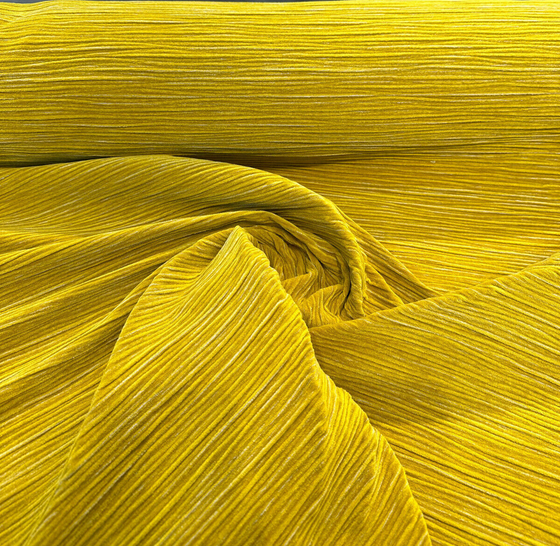 Ora Chartruse Gold Pleated Velvet Upholstery Fabric