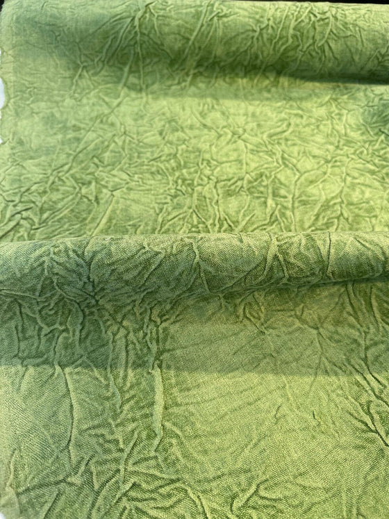 Compressed Green Avocado Crushed Pleated Upholstery 46'' Fabric by the yard