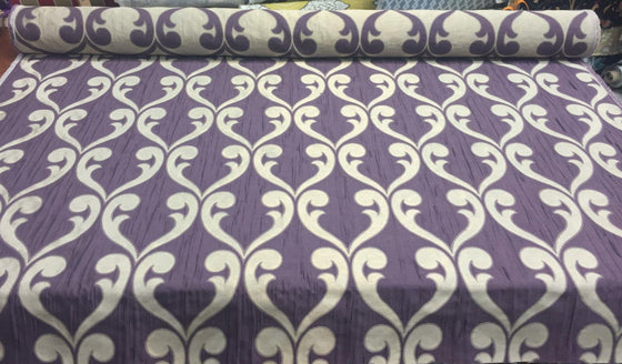 Fleur De Lis Amethyst Jacquard Reversible Pocket Drapery Fabric By the Yard