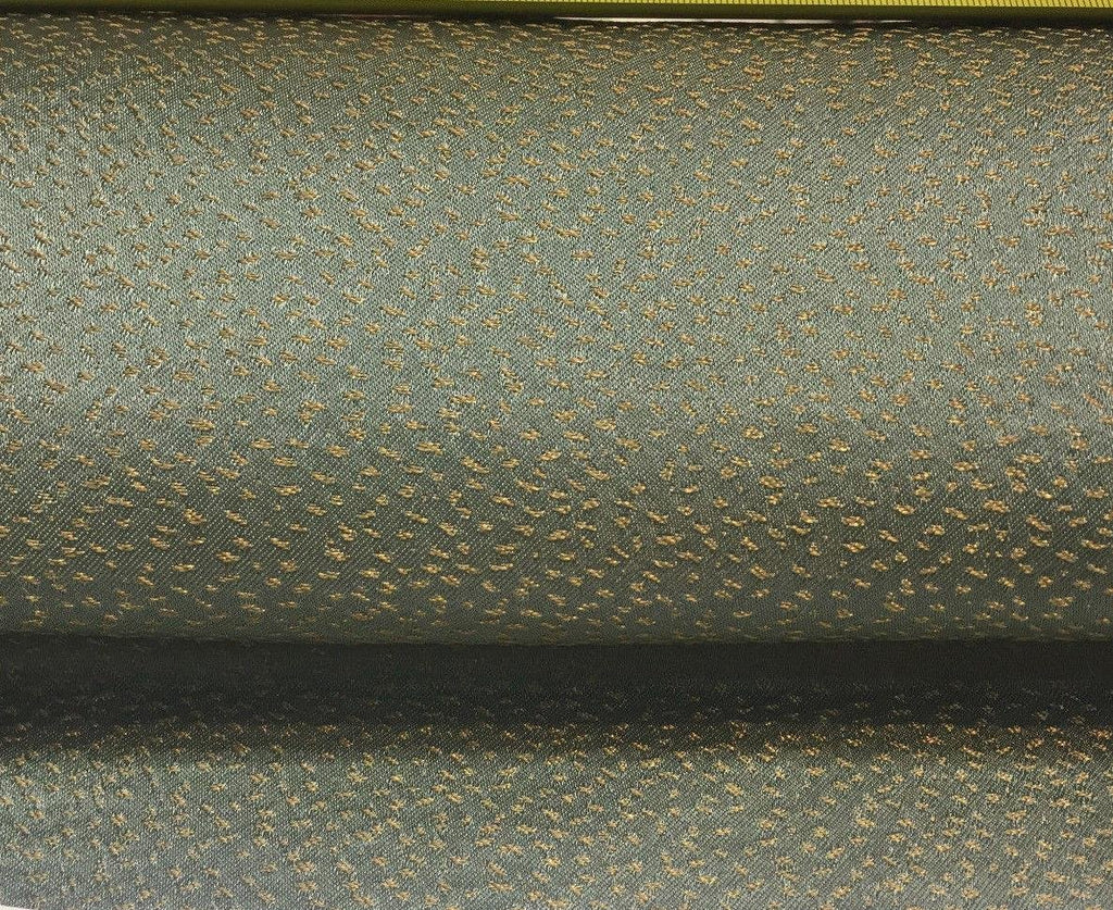 Teal with golden dots Brocade Italian Drapery Upholstery Fabric by the yard