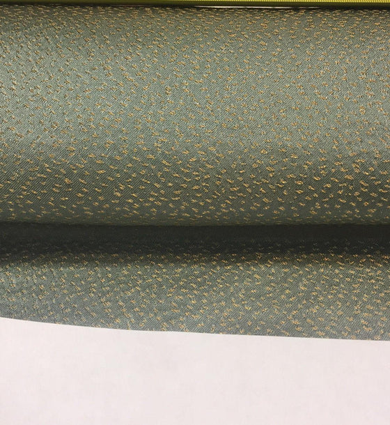 Teal with golden dots Brocade Italian Drapery Upholstery Fabric by the yard