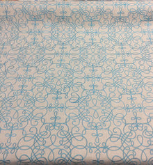  P Kaufmann Bottega Linen Gray Blue curvy Lines Upholstery Fabric 