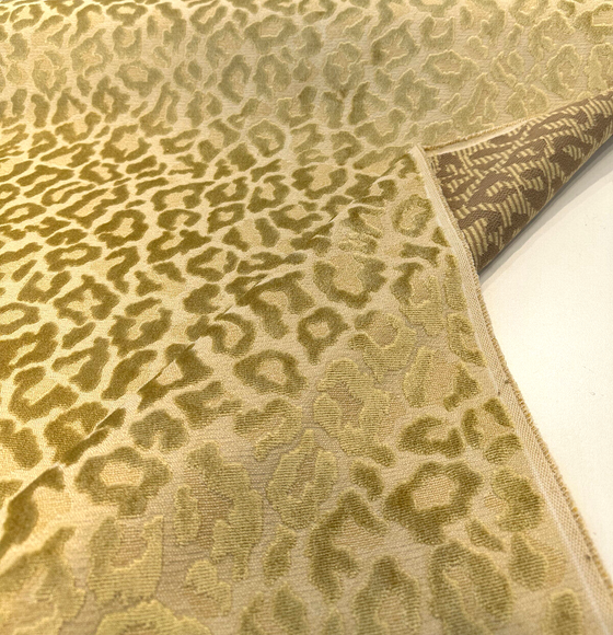 Leopard Gold Straw Jacquard Velvet Belgian Upholstery Fabric