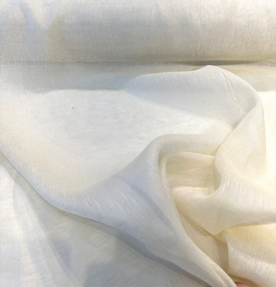 Belgian Linen Sheer Solid Bone Beige Curtain Drapery Fabric