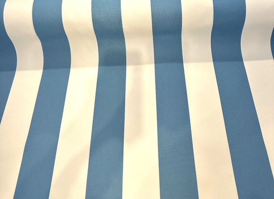 Cabana Stripe French Blue High UV Polyester Outdoor Upholstery Fabric BTY