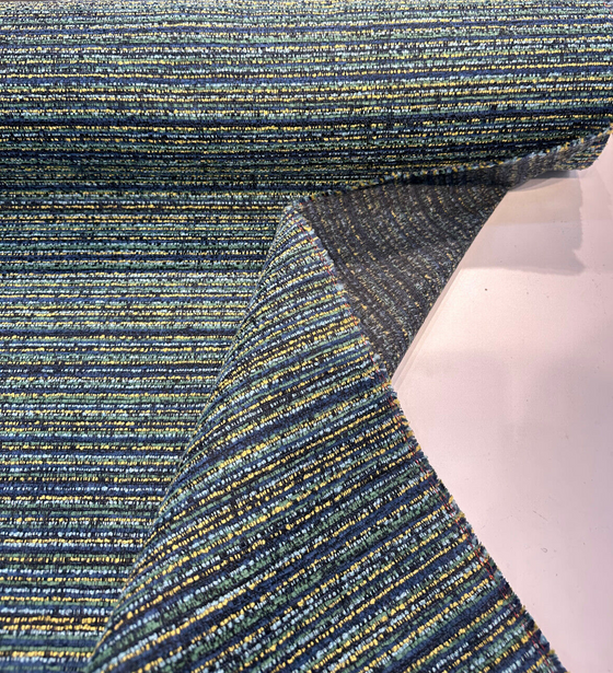 Hollywood Stripe Aquamarine Valdese Chenille Upholstery Fabric