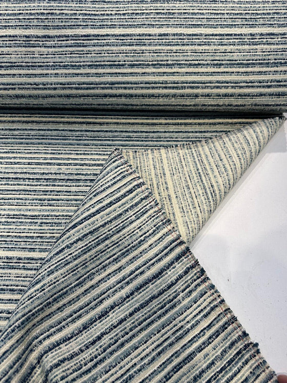 Hollywood Stripe Gypsum Blue Valdese Chenille Upholstery Fabric