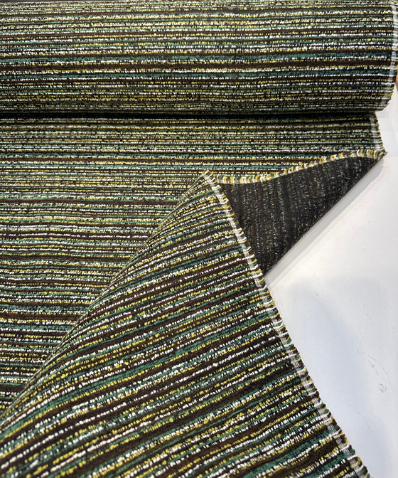 Hollywood Stripe Jamaica Green Valdese Chenille Upholstery Fabric