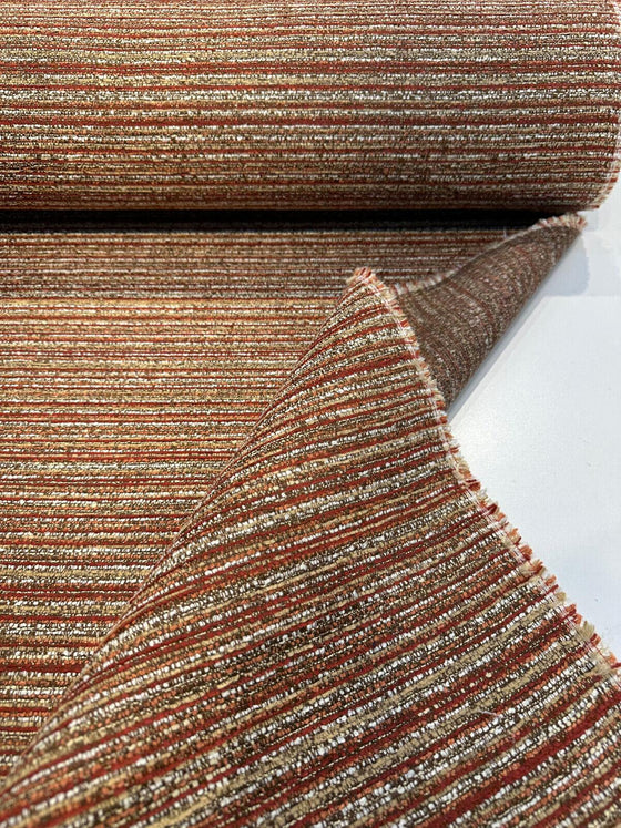 Hollywood Stripe Siracha Rust Valdese Chenille Upholstery Fabric By The Yard