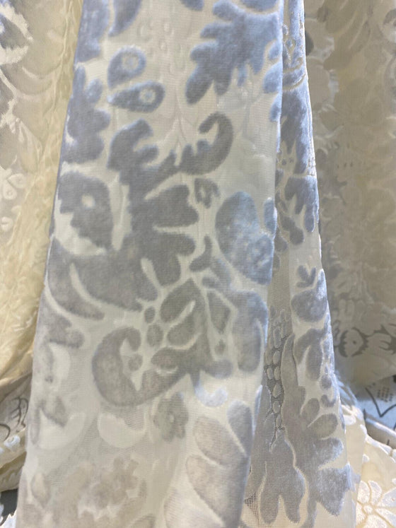 Ivory Beige Imperial Sheer Cut Velvet Fabric