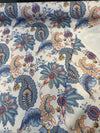 Brenda Garden Blue Floral Paisley Drapery Upholstery Fabric By The Yard