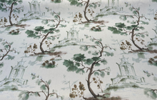  Chino Green Toile Chinoiserie Pagoda Drapery Upholstery Fabric