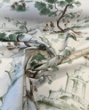 Chino Green Toile Chinoiserie Pagoda Drapery Upholstery Fabric